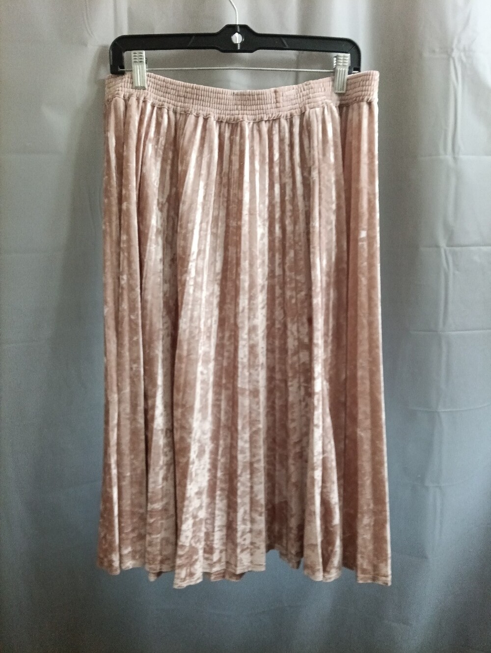 A New Day Pleated Rose Pink Velvet Midi Skirt